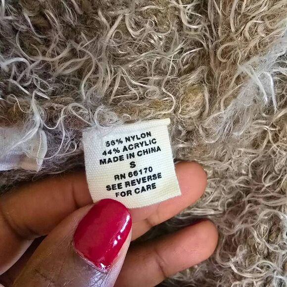 Anthropologie Sleeping on Snow Fuzzy Hooded Cardigan Tan S Soft Cozy Open Front - Picture 4 of 15